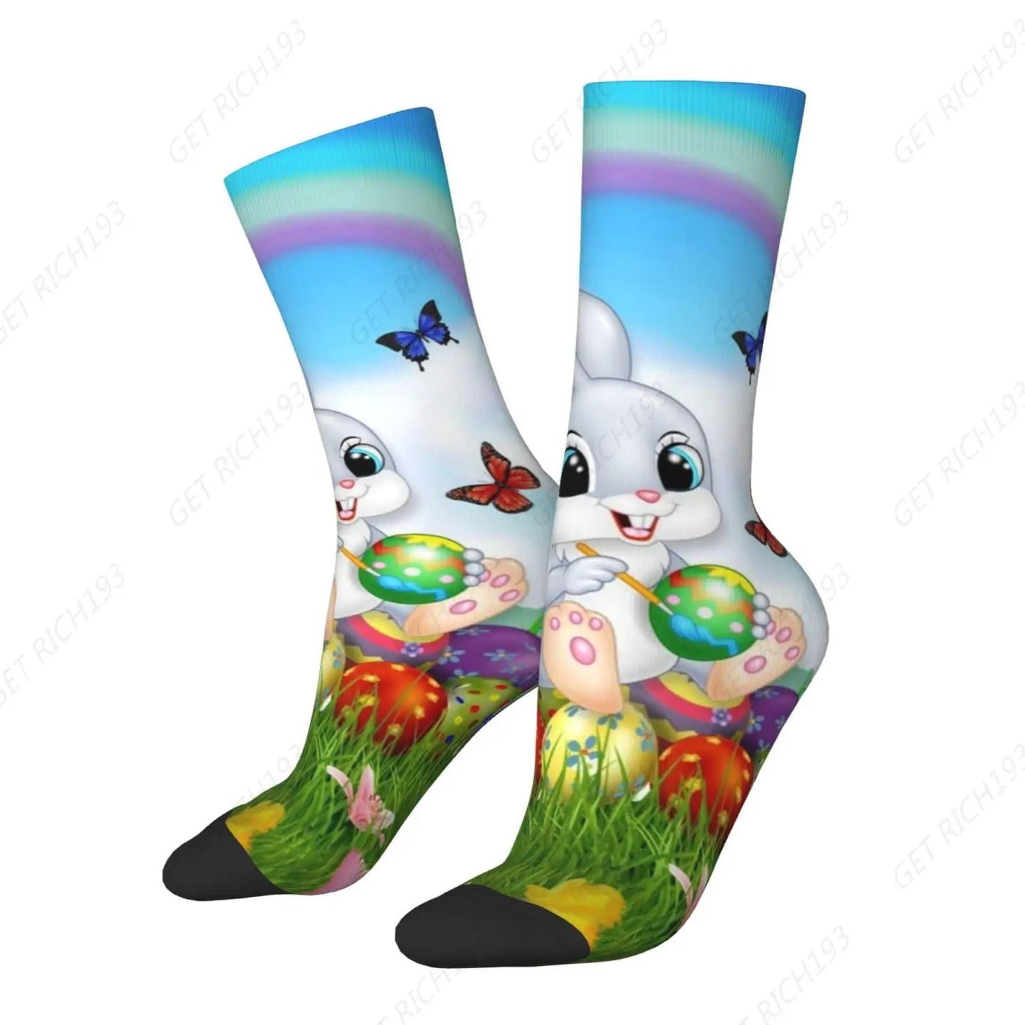 Easter Bunny And Eggs Pattern Dress Socks Easter Socks Funny Novelty Socks For Men Women