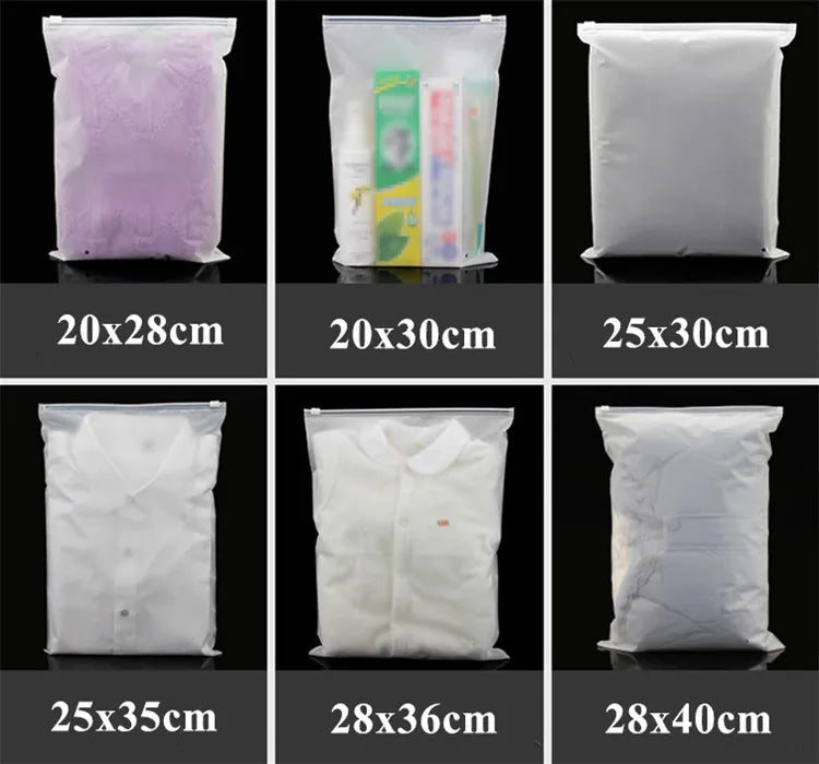 50pcs 140micron Both Sides Frosted Garment Zipper Bag T-shirt Underwear Socks Toys Towel Travel Wash Supplies Packaging Pouches