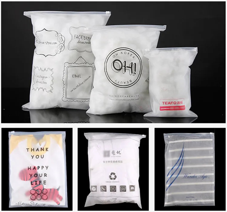 50pcs 140micron Both Sides Frosted Garment Zipper Bag T-shirt Underwear Socks Toys Towel Travel Wash Supplies Packaging Pouches