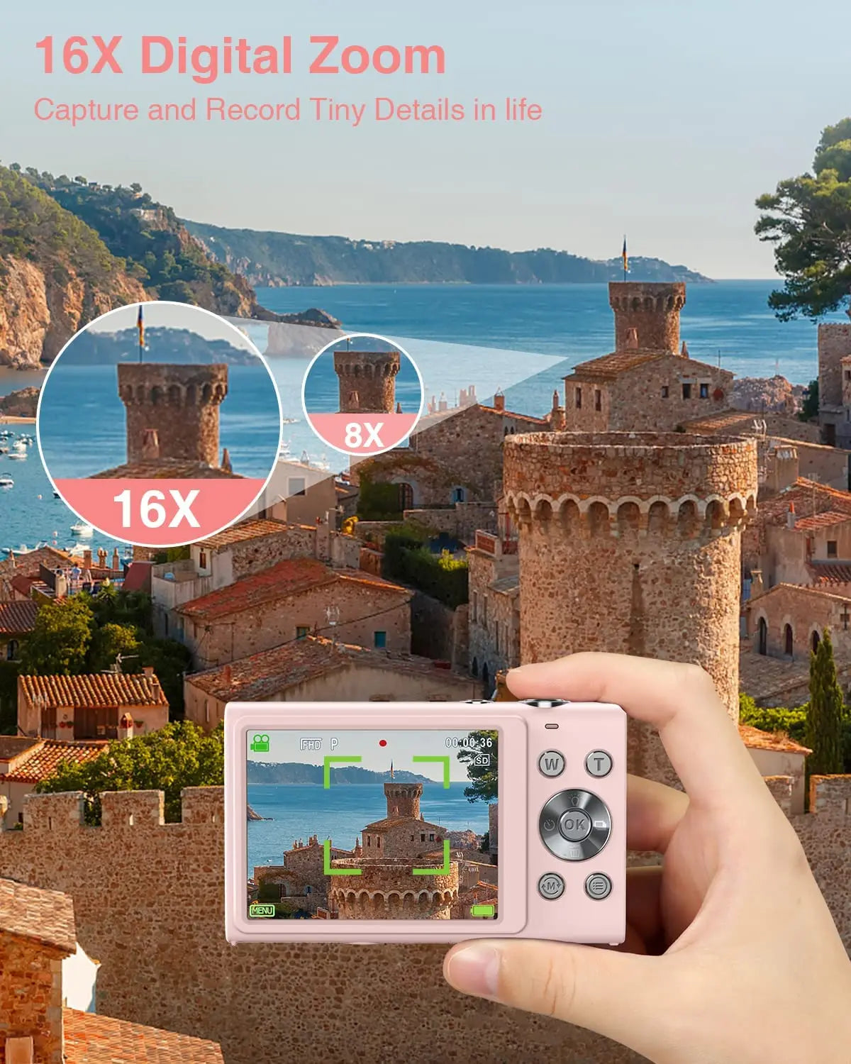 2.7K Digital Camera Autofocus Vlogging Camera HD 48MP with 2.8" Large Screen Camcorder Camera for Photography for Kid Adult