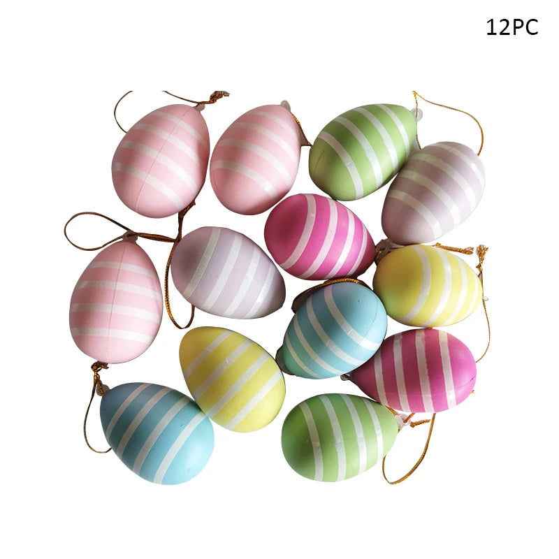 12pc Easter Egg Open Gashapon Cartoon Simulation Plastic Eggshell Children's Toy Gifts for Children 2025 Happy Easter Home Decor