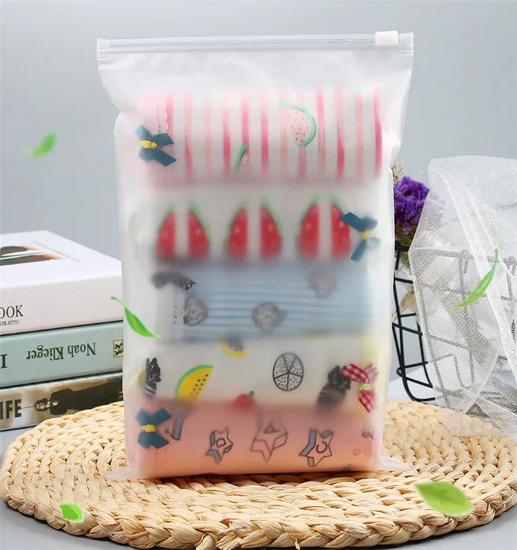 50pcs 140micron Both Sides Frosted Garment Zipper Bag T-shirt Underwear Socks Toys Towel Travel Wash Supplies Packaging Pouches