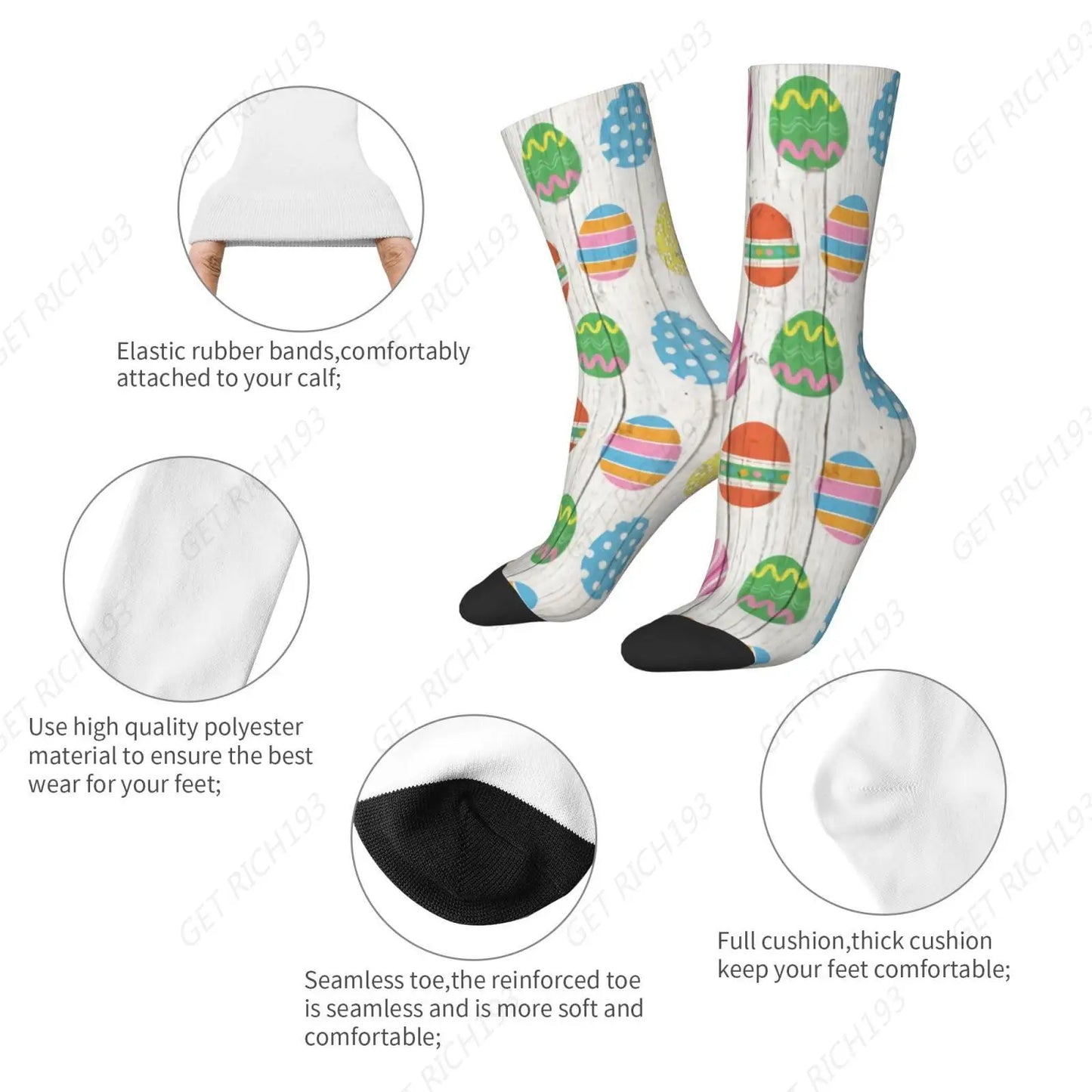 Easter Bunny And Eggs Pattern Dress Socks Easter Socks Funny Novelty Socks For Men Women