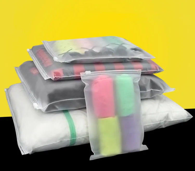50pcs 140micron Both Sides Frosted Garment Zipper Bag T-shirt Underwear Socks Toys Towel Travel Wash Supplies Packaging Pouches