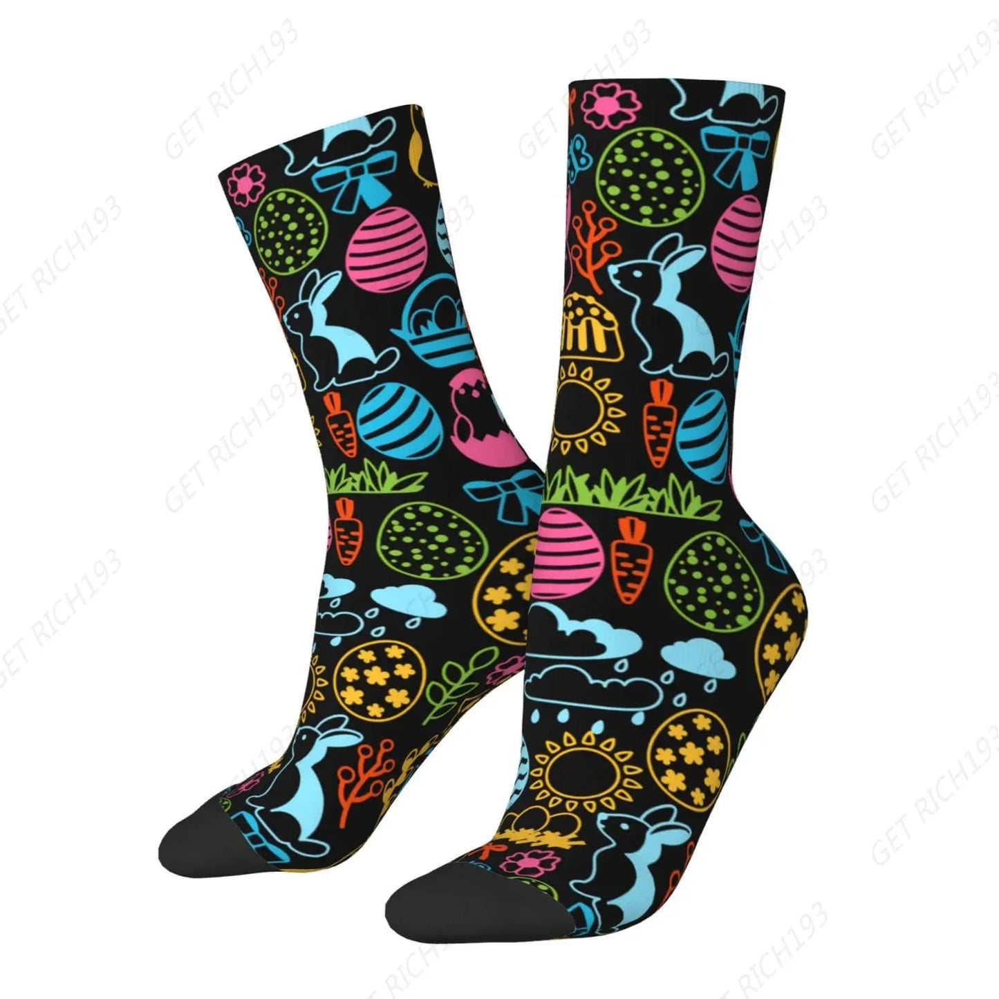 Easter Bunny And Eggs Pattern Dress Socks Easter Socks Funny Novelty Socks For Men Women