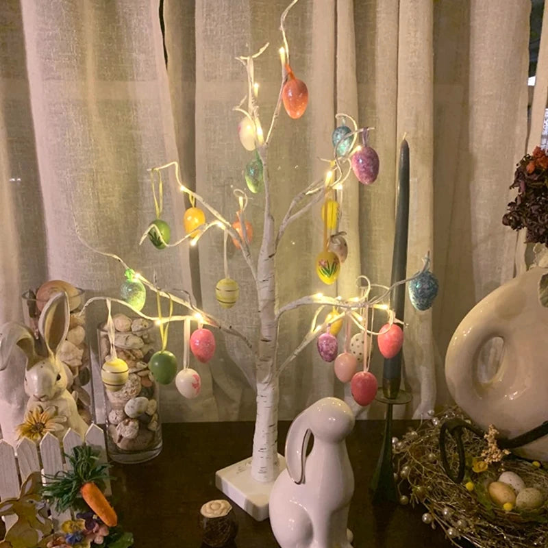 62cm Birch Tree Led Light Easter Decorations For Home Easter Egg Ornaments Hanging Tree Wedding Happy Easter Party Kids Gift