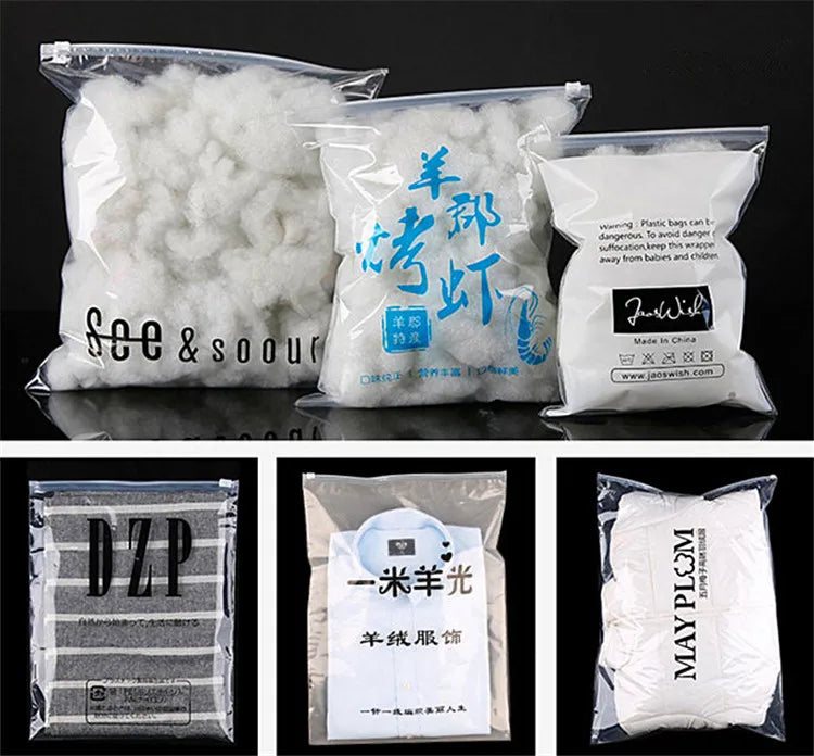 50pcs 140micron Both Sides Frosted Garment Zipper Bag T-shirt Underwear Socks Toys Towel Travel Wash Supplies Packaging Pouches