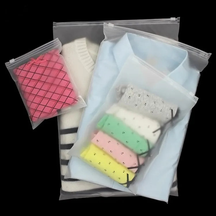 50pcs 140micron Both Sides Frosted Garment Zipper Bag T-shirt Underwear Socks Toys Towel Travel Wash Supplies Packaging Pouches