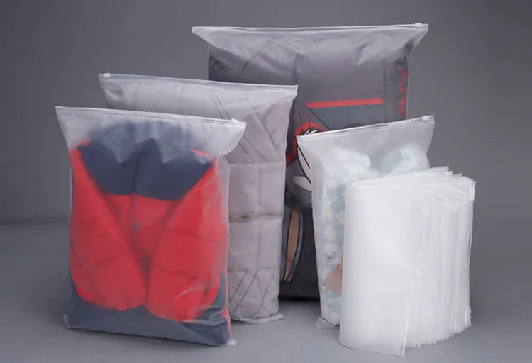50pcs 140micron Both Sides Frosted Garment Zipper Bag T-shirt Underwear Socks Toys Towel Travel Wash Supplies Packaging Pouches