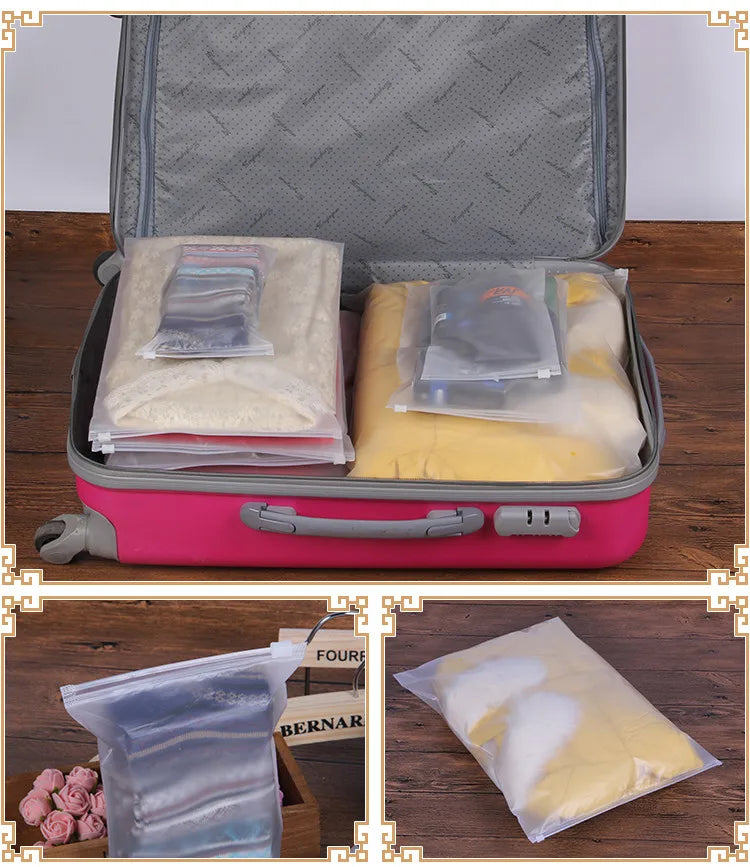 50pcs 140micron Both Sides Frosted Garment Zipper Bag T-shirt Underwear Socks Toys Towel Travel Wash Supplies Packaging Pouches