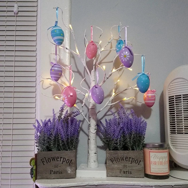 62cm Birch Tree Led Light Easter Decorations For Home Easter Egg Ornaments Hanging Tree Wedding Happy Easter Party Kids Gift