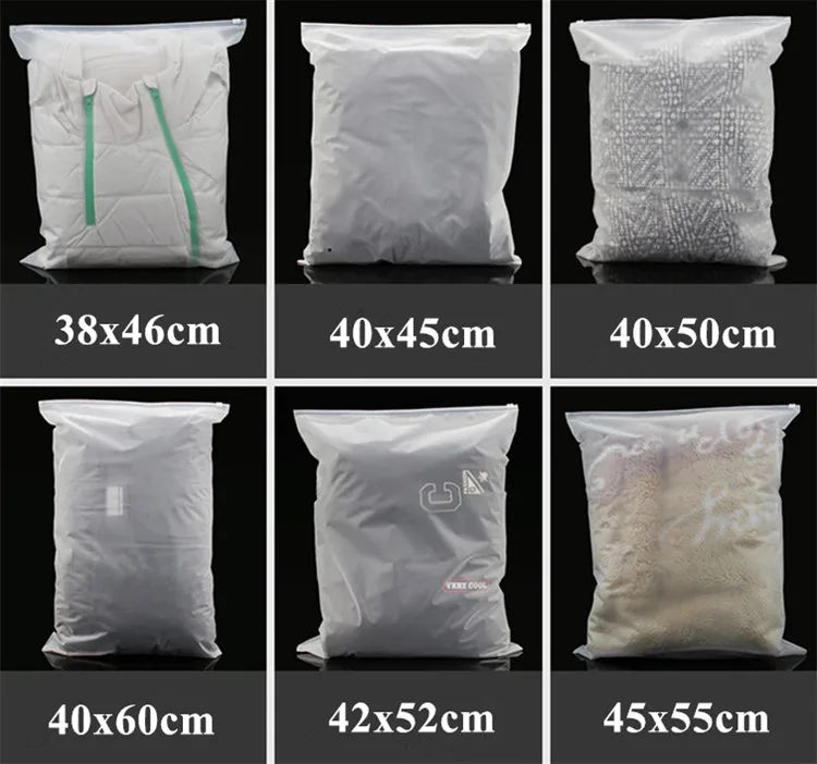 50pcs 140micron Both Sides Frosted Garment Zipper Bag T-shirt Underwear Socks Toys Towel Travel Wash Supplies Packaging Pouches
