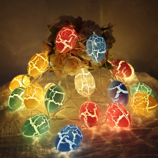 1.5m 10Led Easter Colorful Crack Eggs Light Strings Children's Room Festival Decor Egg Shaped Lantern String Bunny Easter Decor