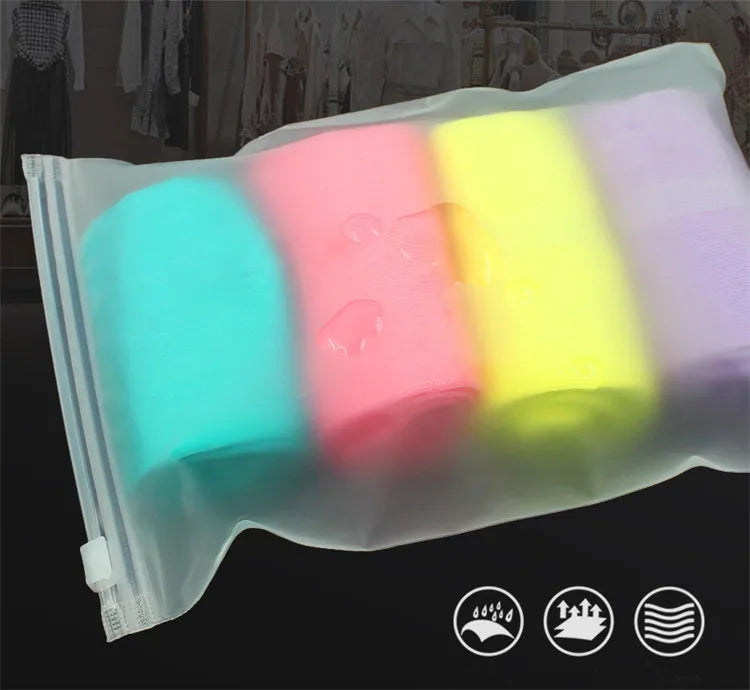 50pcs 140micron Both Sides Frosted Garment Zipper Bag T-shirt Underwear Socks Toys Towel Travel Wash Supplies Packaging Pouches
