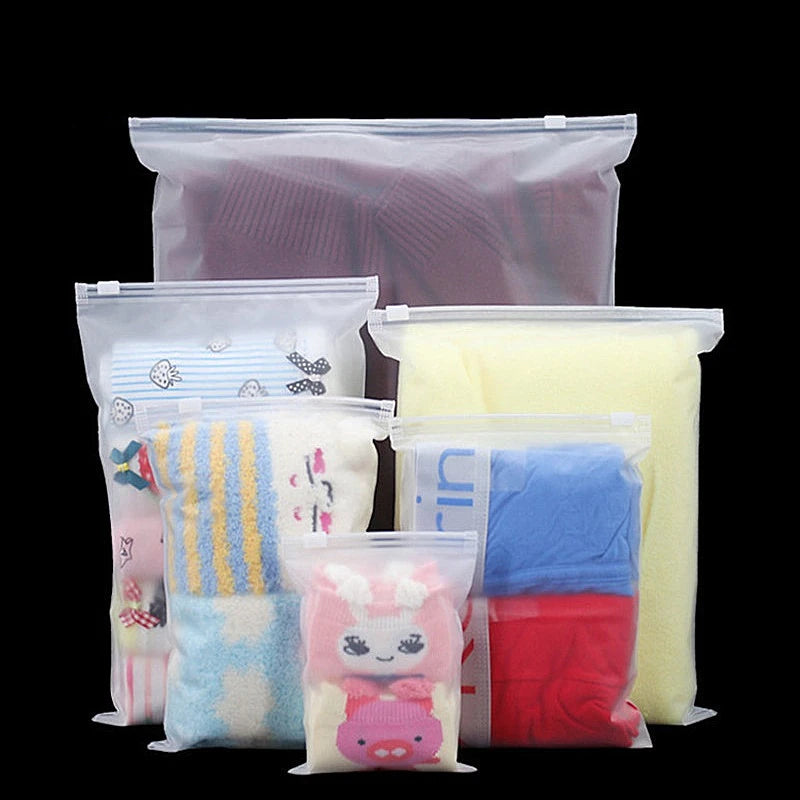 50pcs 140micron Both Sides Frosted Garment Zipper Bag T-shirt Underwear Socks Toys Towel Travel Wash Supplies Packaging Pouches