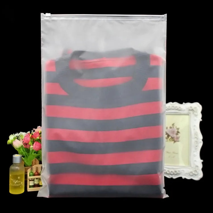 50pcs 140micron Both Sides Frosted Garment Zipper Bag T-shirt Underwear Socks Toys Towel Travel Wash Supplies Packaging Pouches