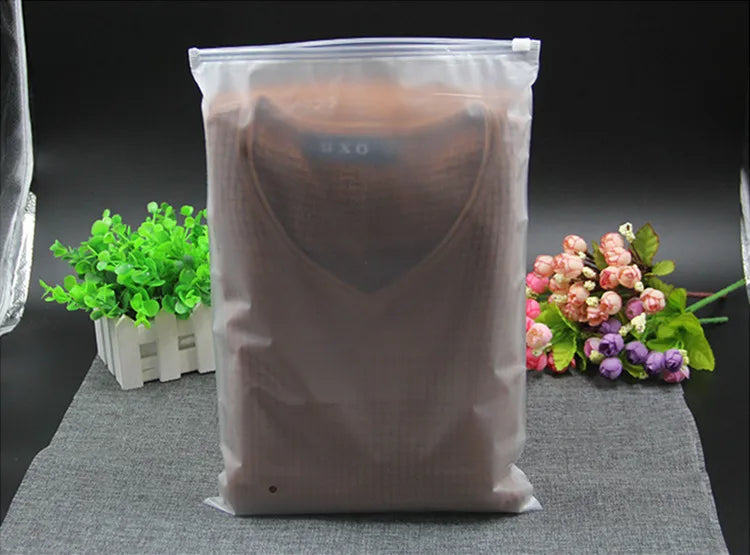 50pcs 140micron Both Sides Frosted Garment Zipper Bag T-shirt Underwear Socks Toys Towel Travel Wash Supplies Packaging Pouches