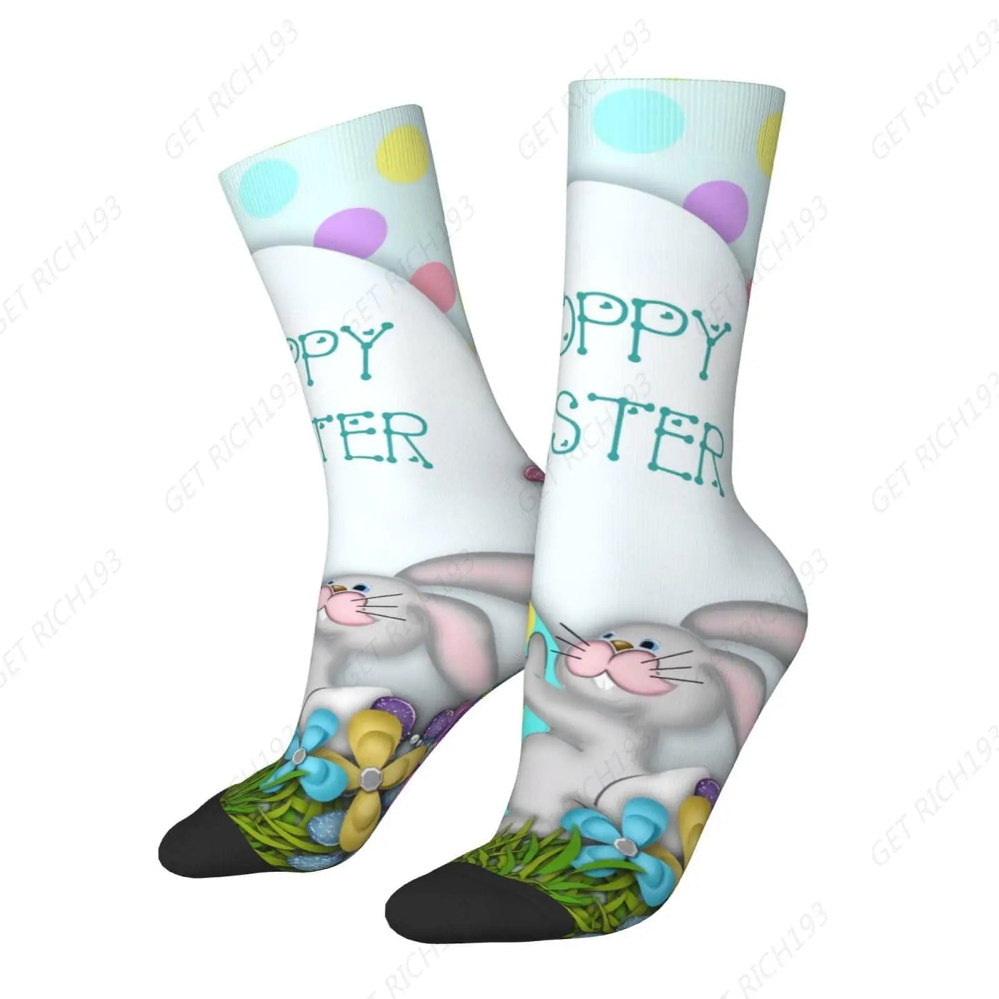 Easter Bunny And Eggs Pattern Dress Socks Easter Socks Funny Novelty Socks For Men Women